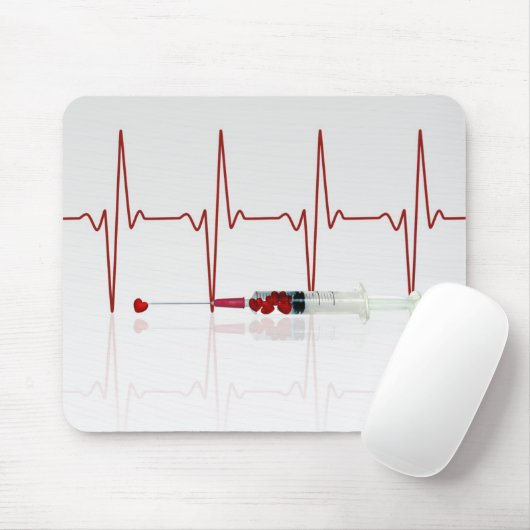 Injektion mit rotem Herzen Mousepad (Mit Mouse)