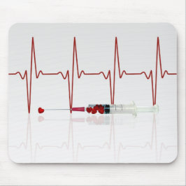 Injektion mit rotem Herzen Mousepad