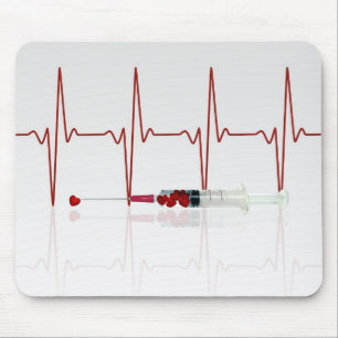 Injektion mit rotem Herzen Mousepad