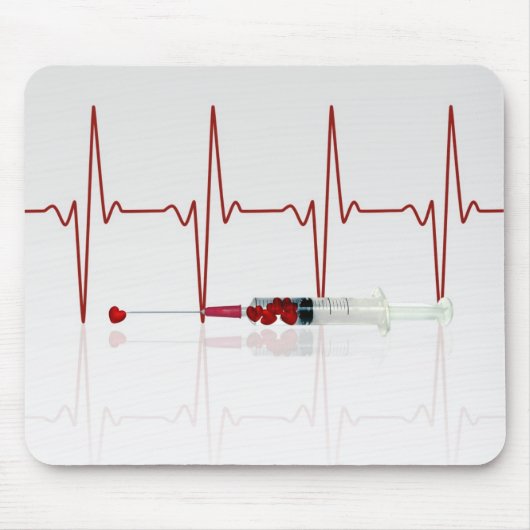 Injektion mit rotem Herzen Mousepad (Vorne)