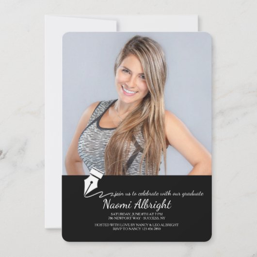 Injektor und Tinte Foto Abschluss Einladung (Vorderseite)