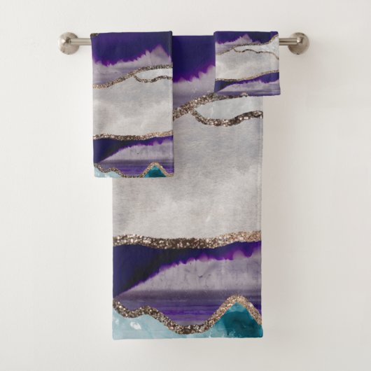 Ink Agate Gold Glitzer Glam #2 (Imitate Glitzer) # Badhandtuch Set (Insitu)