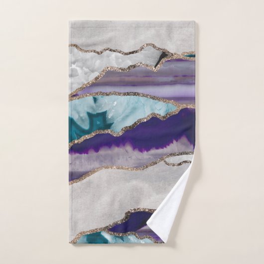 Ink Agate Gold Glitzer Glam #2 (Imitate Glitzer) # Badhandtuch Set (Handtuch)