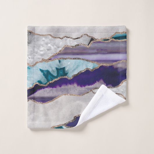 Ink Agate Gold Glitzer Glam #2 (Imitate Glitzer) # Badhandtuch Set (Waschlappen)