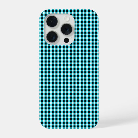 Ink and Aqua Geometry :Checked Aqua and Black, iPhone Hülle (Rückseite)
