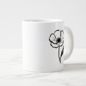 Ink Anemone Minimalist Flower Brushstroke Art on Jumbo-Tasse (Vorderseite Rechts)