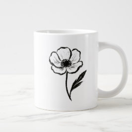 Ink Anemone Minimalist Flower Brushstroke Art on  Jumbo-Tasse