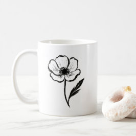Ink Anemone Minimalist Flower Brushstroke Art on  Kaffeetasse