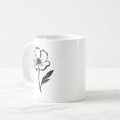 Ink Anemone Minimalist Flower Brushstroke Art on Kaffeetasse (Vorderseite Links)