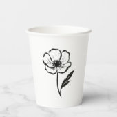 Ink Anemone Minimalist Flower Brushstroke Art on Pappbecher (Rückseite)