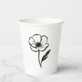 Ink Anemone Minimalist Flower Brushstroke Art on Pappbecher (Vorderseite)
