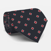 Ink Black Ruby Red Diamond Polka Dot Pattern Krawatte (Gerollt)