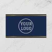 Ink Blue & Gold Edge Modern QR Code Template Visitenkarte (Vorderseite)