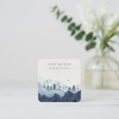 Ink Blue Navy Pine Woods Mountain Earring Display Quadratische Visitenkarte (Stehend Vorderseite)