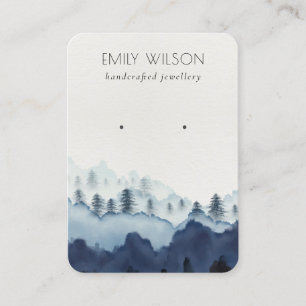 Ink Blue Navy Pine Woods Mountain Earring Display Visitenkarte