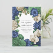 Ink Blue, Slate Green & Winter Sand Wedding Einladung (Stehend Vorderseite)