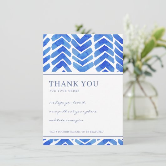 INK BLUE ZICKZACK PATTERGESCHÄFTSLOGIK DANKESKARTE (Stehend Vorderseite)