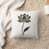 Ink Brush Lotus – Minimalist Floral Design on Kissen (Decke)