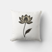 Ink Brush Lotus – Minimalist Floral Design on Kissen (Vorderseite)