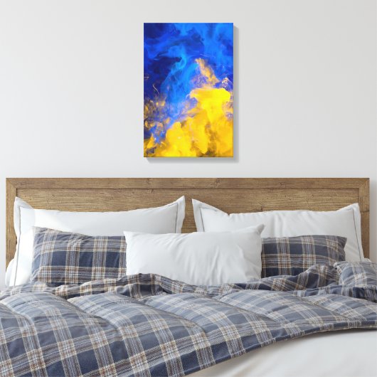 Ink Collision: Azure and Gold Leinwanddruck (Insitu (Schlafzimmer))