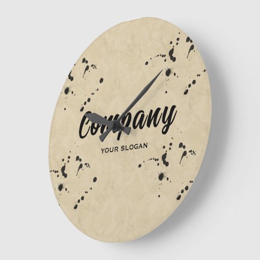 Ink Drop Effect Company Name Große Wanduhr (Winkel)