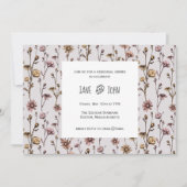 Ink Gezeichnet Daisies Probe Abendessen Einladung (Vorderseite)