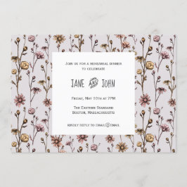 Ink Gezeichnet Daisies Probe Abendessen Einladung