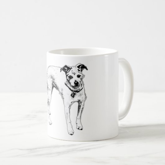 Ink Gezeichnet Terrier Mix Coffee Tasse (VorderseiteRechts)