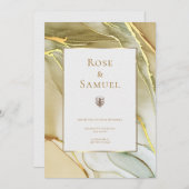 Ink Gold Aesthetic Chic Wedding Invitation Einladung (Vorne/Hinten)