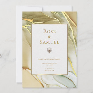 Ink Gold Aesthetic Chic Wedding Invitation Einladung