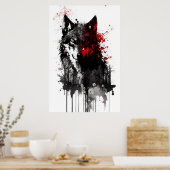 Ink Gray Wolf Portrait Poster (Küche)