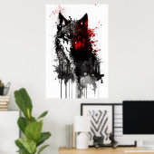 Ink Gray Wolf Portrait Poster (Heimbüro)