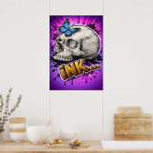 INK… Hand-Drawn Skull with Butterfly Poster (Küche)