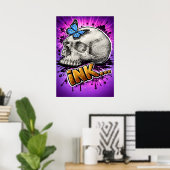 INK… Hand-Drawn Skull with Butterfly Poster (Heimbüro)