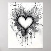 Ink Heart Poster - Abstrakte Grunge Wand Kunst (Vorne)