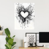 Ink Heart Poster - Abstrakte Grunge Wand Kunst (Heimbüro)