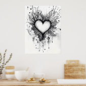 Ink Heart Poster - Abstrakte Grunge Wand Kunst (Küche)
