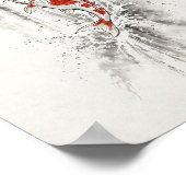 Ink Koi Fisch springt über Wasserfall Poster (Ecke)