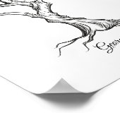 Ink Sketch Tree Wedding Fingerprint Guestbook Poster (Ecke)