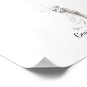 Ink Sketch Wedding Couple Fingerprint Gäestbook Poster (Ecke)