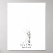 Ink Sketch Wedding Couple Fingerprint Gäestbook Poster (Vorne)