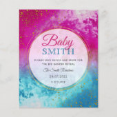 Ink splash Blue Pink Gender Offenbaren Einladung (Vorderseite)
