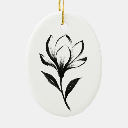  Ink-Style Magnolia – Elegant Floral Design on Keramik Ornament (Hinten)