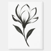 Ink-Style Magnolia – Elegant Floral Design on Magnet (Vorderseite)