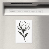 Ink-Style Magnolia – Elegant Floral Design on Magnet (In Situ (Geschirrspüler))
