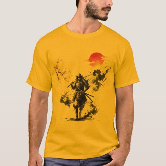 Ink Wash Samurai Warrior T-Shirt (Vorderseite)
