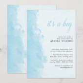 Ink Wash Watercolor Texture ist eine junge Babydus Einladung (Vorne/Hinten)