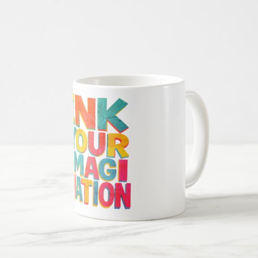 "Ink Your Imagination" - CMYK-Inspiriert Retro-Typ Kaffeetasse (VorderseiteRechts)