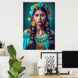 Inka-Mädchen in traditionellem Kleid Poster