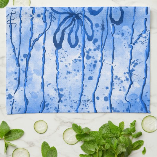 Inkalte Blume Blue Sky Geschirrtuch (Gefaltet)